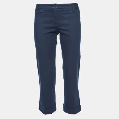 Pre-owned Dolce & Gabbana Navy Blue Cotton Capri Pants M
