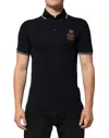 Dolce & Gabbana Navy Blue Cotton Crown Crest Logo Men T-shirt In Black
