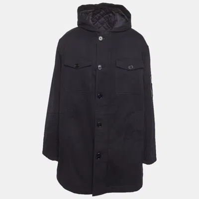 Pre-owned Dolce & Gabbana Navy Blue Cotton Hooded Winter Jacket Xxxl