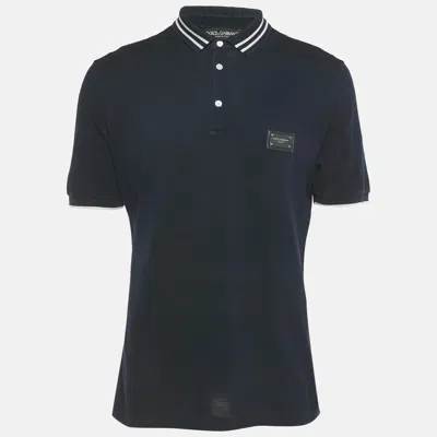 Pre-owned Dolce & Gabbana Navy Blue Cotton Polo T-shirt Xl