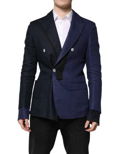 Dolce & Gabbana Double-breasted Linen-blend Blazer In Multi