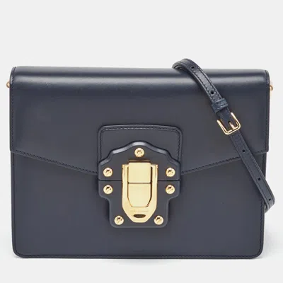 Pre-owned Dolce & Gabbana Navy Blue Leather Lucia Shoulder Bag