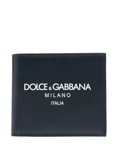 Dolce & Gabbana Navy Blue Leather Wallet For Men In Teal