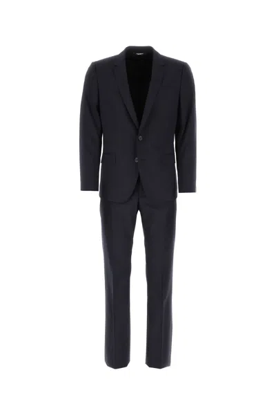 Dolce & Gabbana Navy Blue Light Wool Martini Suit In Black