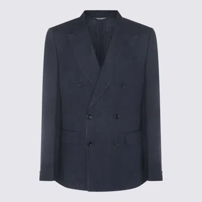 Dolce & Gabbana Navy Blue Linen Blazer
