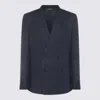 Dolce & Gabbana Navy Blue Linen Blazer In Blue
