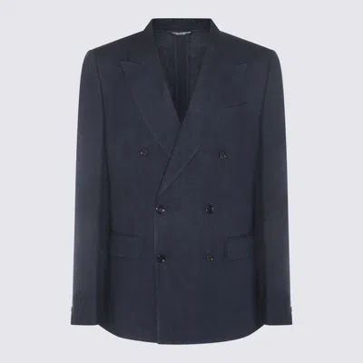 Dolce & Gabbana Navy Blue Linen Blazer