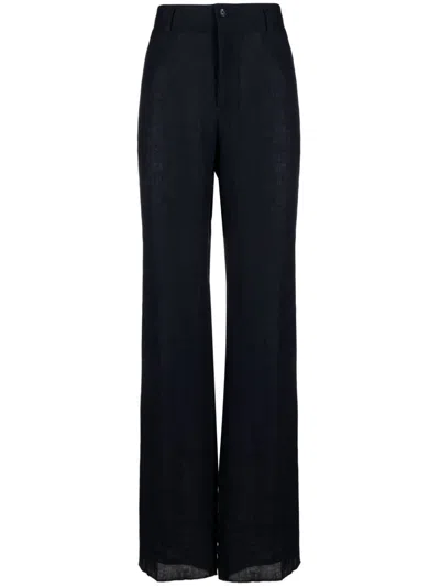 Dolce & Gabbana Navy Blue Linen Trousers For Men