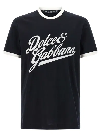 DOLCE & GABBANA NAVY BLUE LOGO T-SHIRT