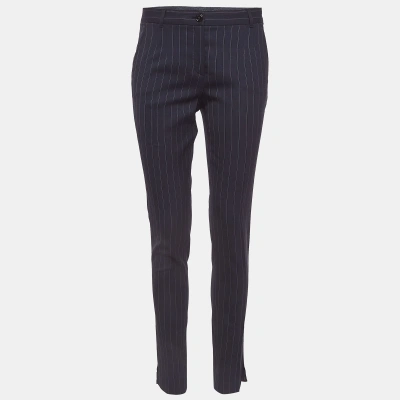 Pre-owned Dolce & Gabbana Navy Blue Pinstripe Wool Formal Trousers M