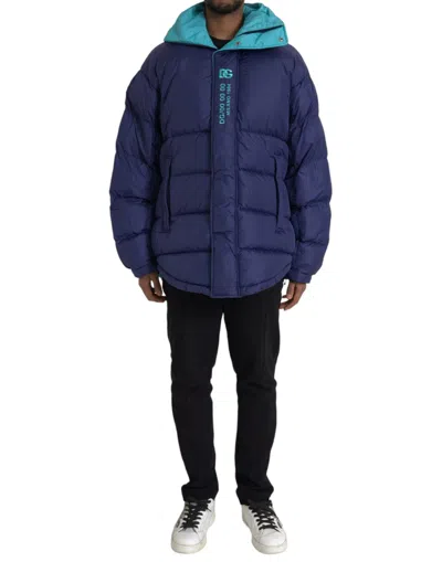 Pre-owned Dolce & Gabbana Navy Blue Quilted Windbreaker Puffer Men's Jacket ()
