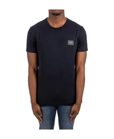 Dolce & Gabbana Navy Blue Short-sleeved T-shirt In Black