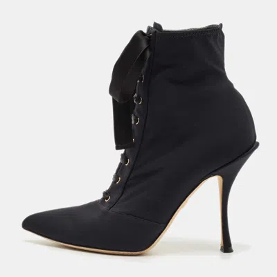 Pre-owned Dolce & Gabbana Navy Blue Stretch Fabric Lori Sock Boots Size 37