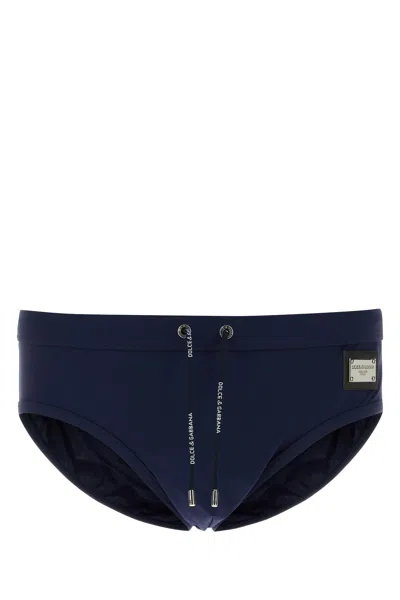 Dolce & Gabbana Navy Blue Stretch Nylon Swimming Brief