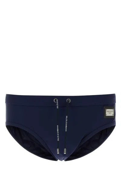 Dolce & Gabbana Navy Blue Stretch Nylon Swimming Brief