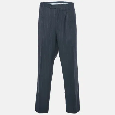 Pre-owned Dolce & Gabbana Navy Blue Striped Wool Formal Trousers Xxxl