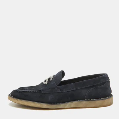Pre-owned Dolce & Gabbana Navy Blue Suede Slip On Loafers Size 41
