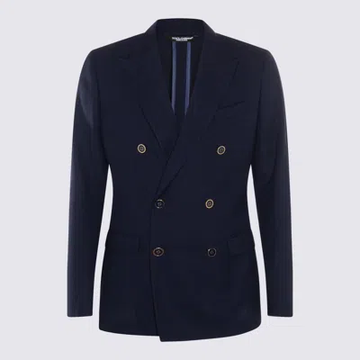 Dolce & Gabbana Navy Blue Wool Blazer