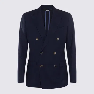 Dolce & Gabbana Navy Blue Wool Blazer