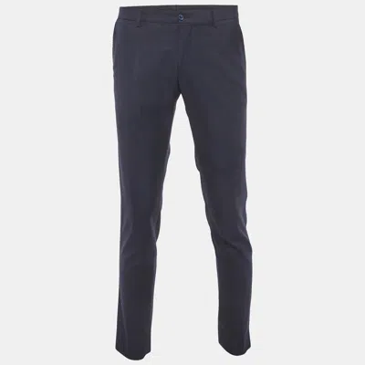 Pre-owned Dolce & Gabbana Navy Blue Wool Regular Fit Trousers M