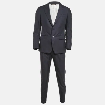 Pre-owned Dolce & Gabbana Navy Blue Wool Sartoria Pants Suit Xxs