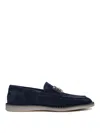 Dolce & Gabbana Dg Logo Suede Loafers In Blue
