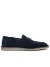 Dolce & Gabbana Dg Logo Suede Loafers In Blue