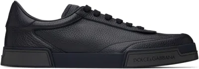 Dolce & Gabbana Navy Calfskin Portofino Yacht Sneakers In Black
