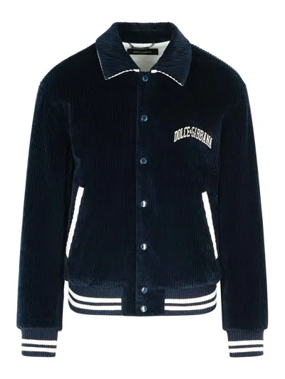 DOLCE & GABBANA NAVY COTTON BOMBER JACKET