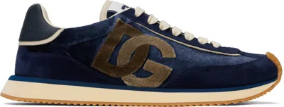 DOLCE & GABBANA NAVY 'DG' CUSHION SNEAKERS