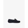 Dolce & Gabbana Navy Kids' Branded Suede Driving Loafers Eur 34 / 2 Uk In Navy