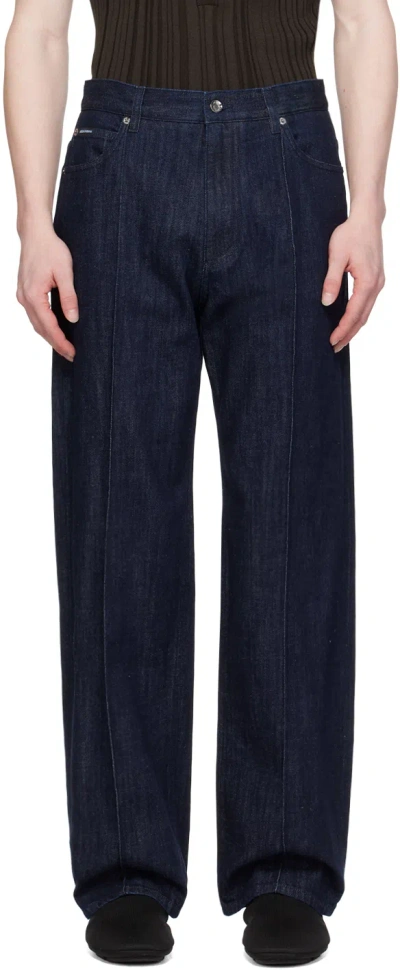 Dolce & Gabbana Navy Pinched Seam Jeans In S9001