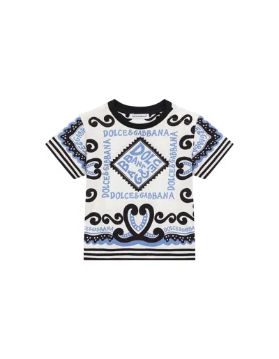 Dolce & Gabbana Babies' Logo-print Cotton T-shirt In Weiss