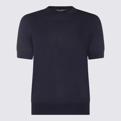 Dolce & Gabbana Navy Silk T-shirt In Blue
