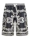 Dolce & Gabbana Dolce&gabbana Silk Bermuda With Navy Print In Blue