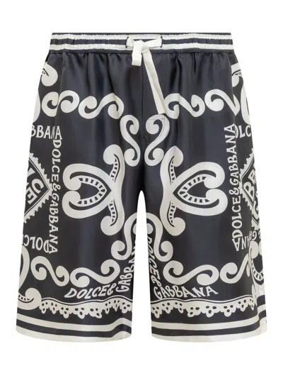 DOLCE & GABBANA DOLCE & GABBANA NAVY SILK TWILL JOGGING SHORTS