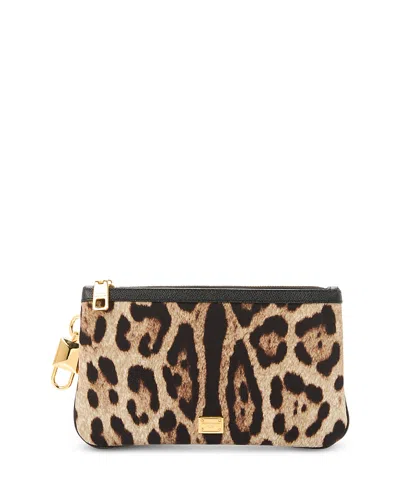 Dolce & Gabbana Necessaire Leopard Print Zip Pouch In Animal Print