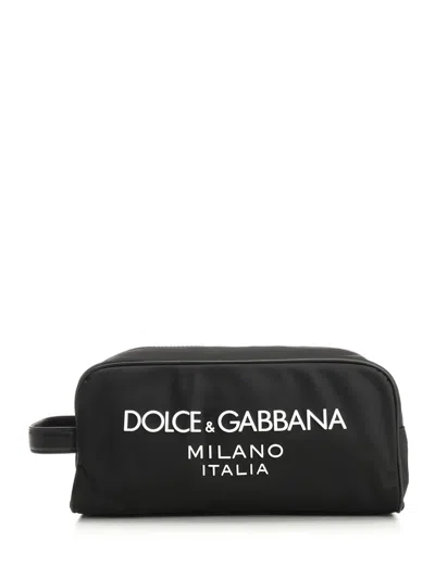 Dolce & Gabbana Necessaire With Logo In Black
