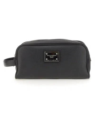 DOLCE & GABBANA NECESSAIRE WITH LOGO PLAQUE