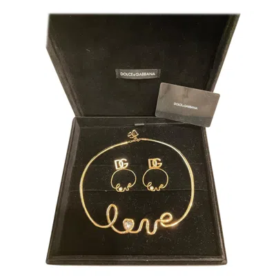 Pre-owned Dolce & Gabbana Necklace And Earring Matching "love" Set With Box New In Multi