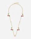 Dolce & Gabbana Necklace With Dg Logo And Cherry Charms In Gold