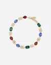Dolce & Gabbana Necklace With Dg Logo And Multi-colored Crystals In Multicolor