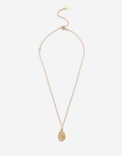 Dolce & Gabbana Necklace With Virgin Mary Medallion In Gold