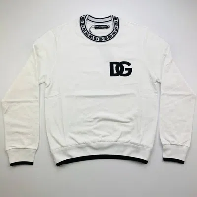 Pre-owned Dolce & Gabbana Neckline Chest Logo White Cotton Men Sweatshirt