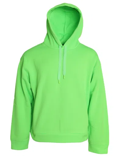 DOLCE & GABBANA DOLCE & GABBANA NEON GREEN HOODED TOP PULLOVER MEN'S SWEATER