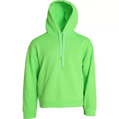 Pre-owned Dolce & Gabbana Neon Green Logo Pullover Hooded Sweatshirt Men's Sweater ()