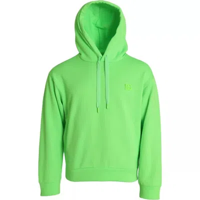 Pre-owned Dolce & Gabbana Neon Green Logo Pullover Hooded Sweatshirt Men's Sweater ()