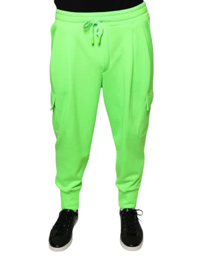 Dolce & Gabbana Neon Green Polyester Cargo Jogger Sweatmen's Men's Pants