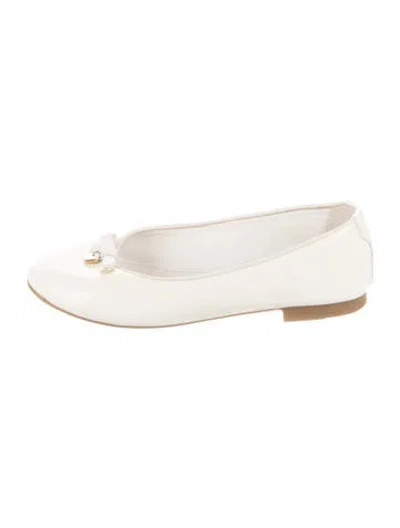 Pre-owned Dolce & Gabbana Babies' Neutral Ballet Flats With Gold Heart And Bow Accents