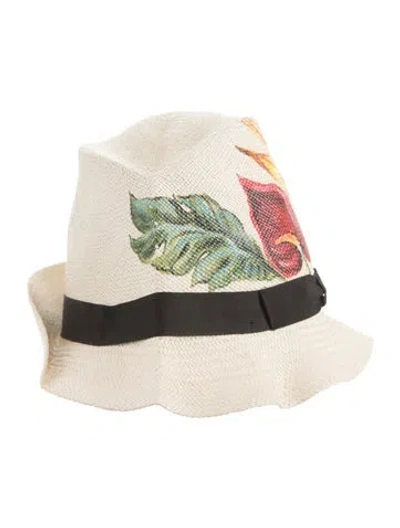 Pre-owned Dolce & Gabbana Neutral Straw Painted Hat
